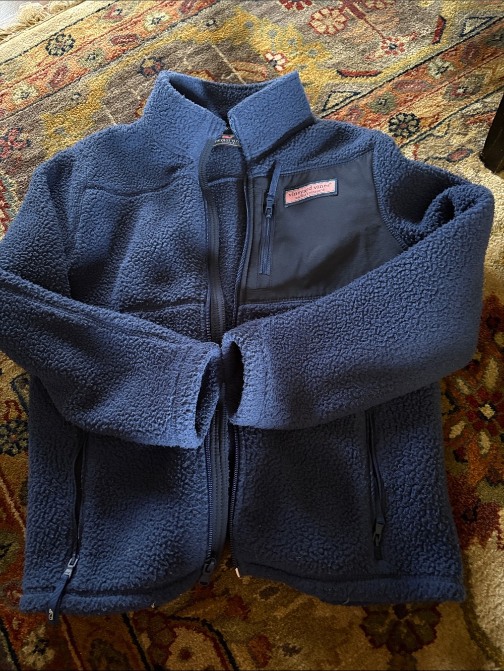 Vineyard Vines Kids Navy Sherpa Fleece Jacket